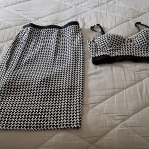Two-piece bra blouse and high waiste skirt